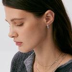 Rock Pave Spike Hoop Earrings in Silver – Edgy Modern Huggies | MaiaMina