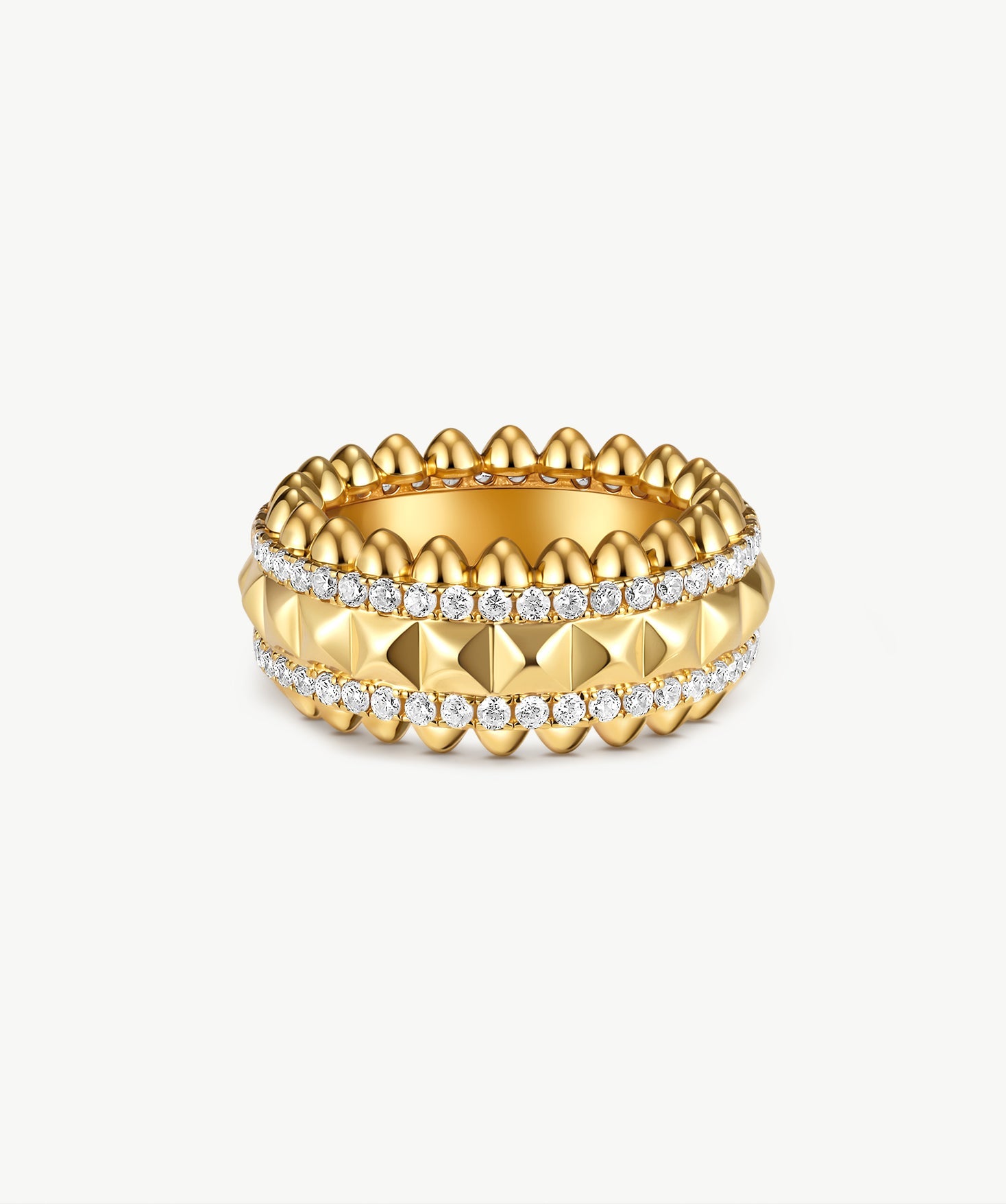 Gold Vermeil Spike Band Ring with Gemstone Accents – MaiaMina