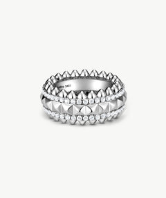Rock Gemstone Spike Band Ring in Silver – Edgy Statement Ring | MaiaMina