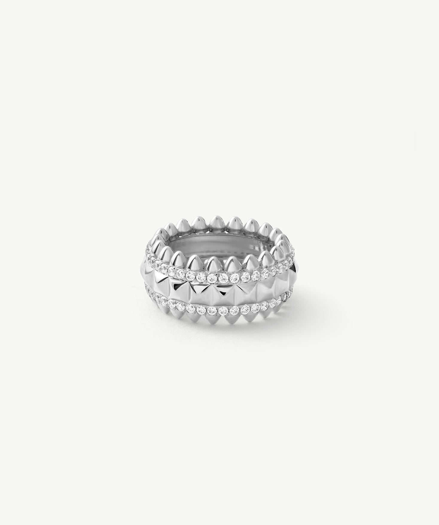 Rock Gemstone Spike Band Ring in Silver – Edgy Statement Ring | MaiaMina