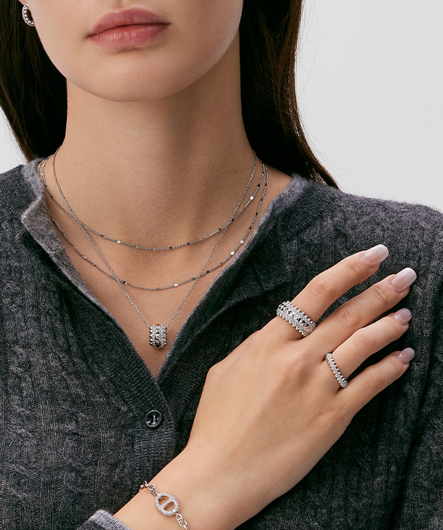 Rock Gemstone Spike Band Ring in Silver – Edgy Statement Ring | MaiaMina