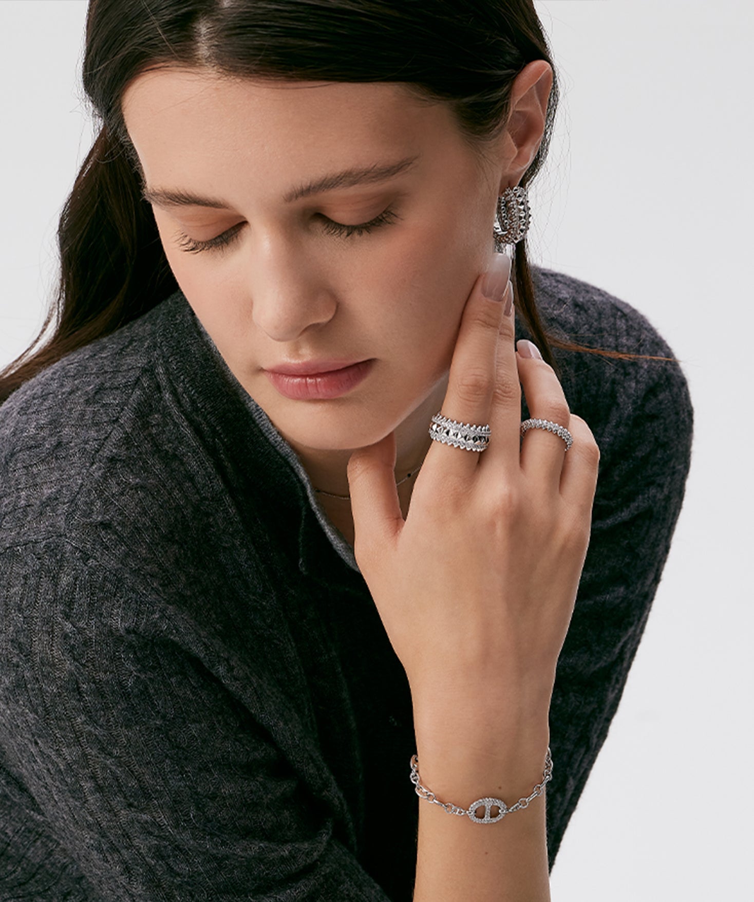 Rock Gemstone Spike Band Ring in Silver – Edgy Statement Ring | MaiaMina