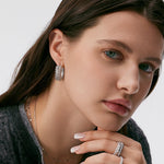 Rock Spike Hoop Earrings in Silver – Bold Modern Hoops | MaiaMina