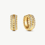 Rock Gemstone Spike Hoop Earrings | Gold-Plated Statement Hoops – MaiaMina
