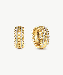 Rock Gemstone Spike Hoop Earrings | Gold-Plated Statement Hoops – MaiaMina