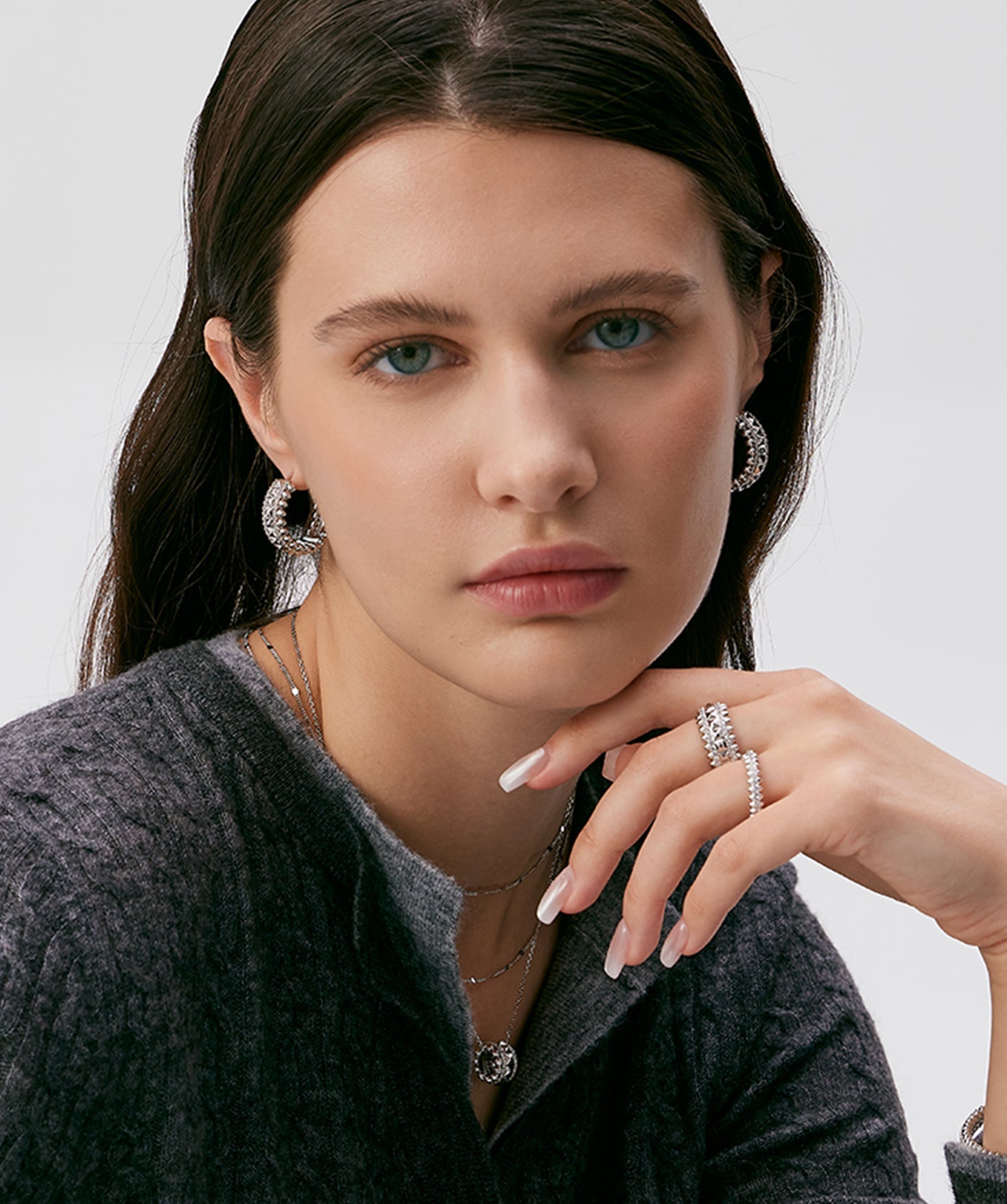 Rock Spike Hoop Earrings in Silver – Bold Modern Hoops | MaiaMina