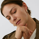 Rock Gemstone Spike Hoop Earrings | Gold-Plated Statement Hoops – MaiaMina