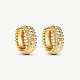 Rock Gemstone Spike Hoop Earrings | Gold-Plated Statement Hoops – MaiaMina