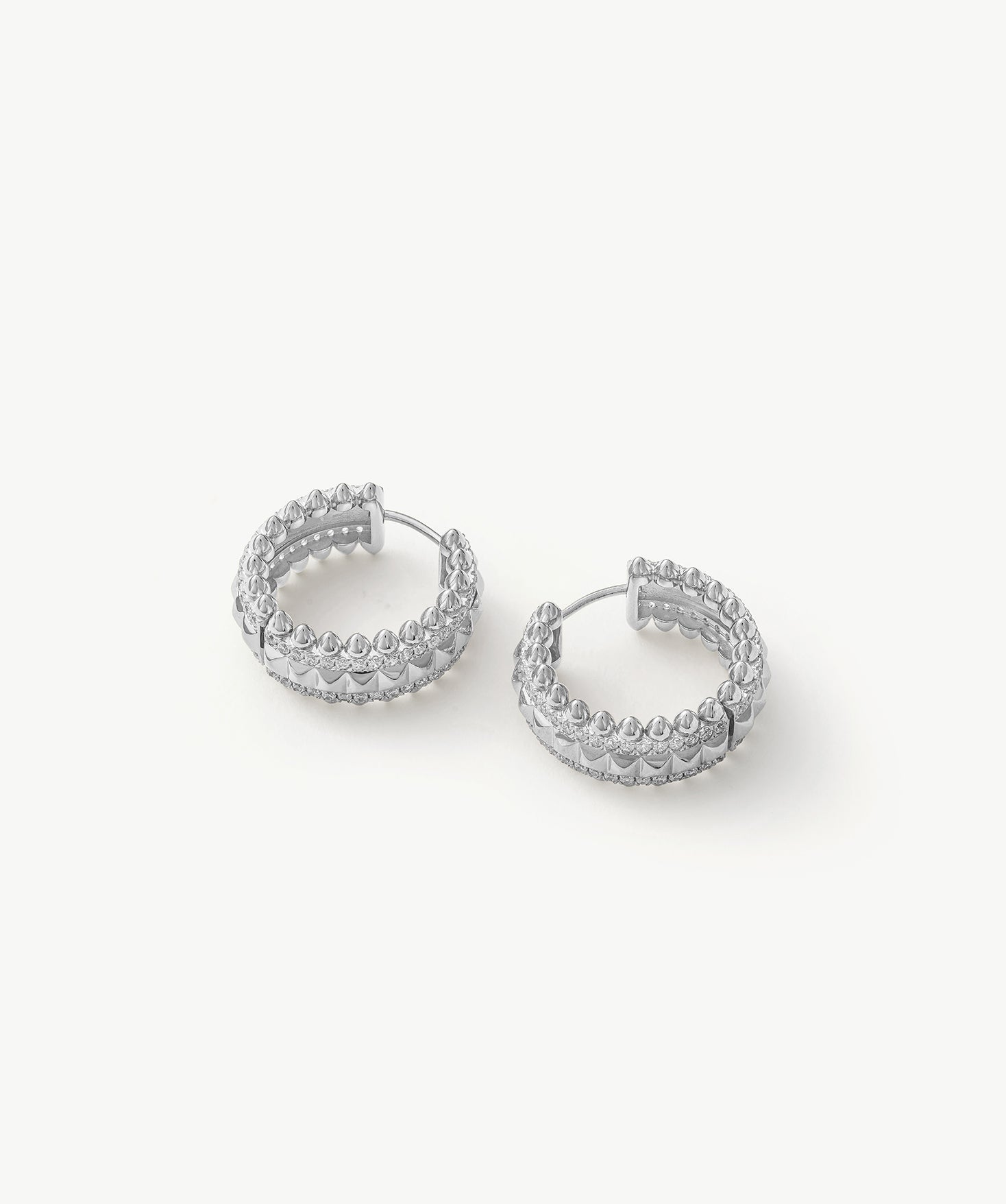 Rock Spike Hoop Earrings in Silver – Bold Modern Hoops | MaiaMina