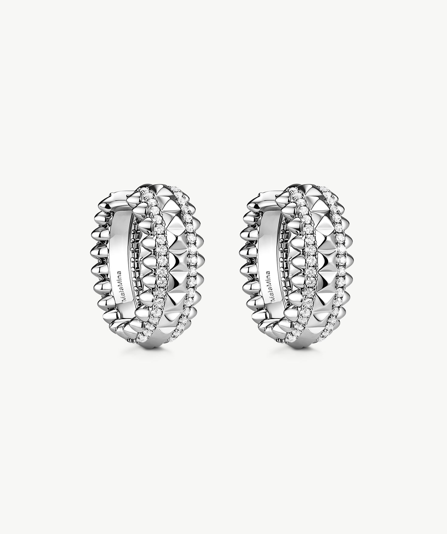 Rock Spike Hoop Earrings in Silver – Bold Modern Hoops | MaiaMina