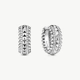 Rock Spike Hoop Earrings in Silver – Bold Modern Hoops | MaiaMina
