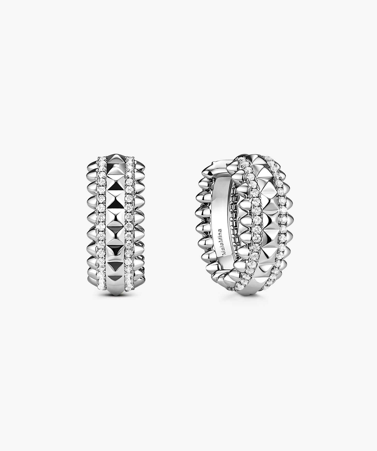 Rock Spike Hoop Earrings in Silver – Bold Modern Hoops | MaiaMina