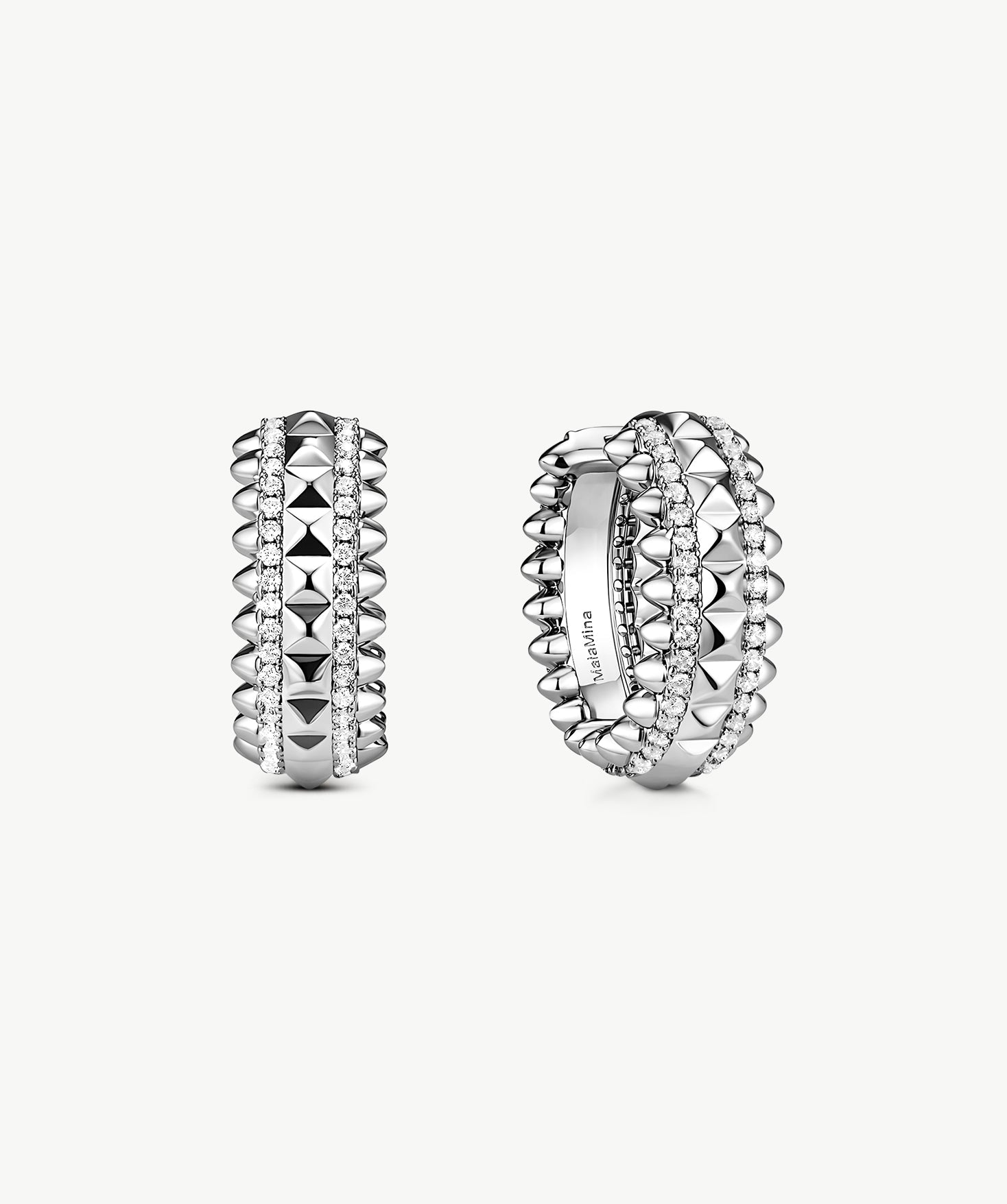 Rock Spike Hoop Earrings in Silver – Bold Modern Hoops | MaiaMina