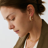 Rock Gemstone Spike Hoop Earrings | Gold-Plated Statement Hoops – MaiaMina