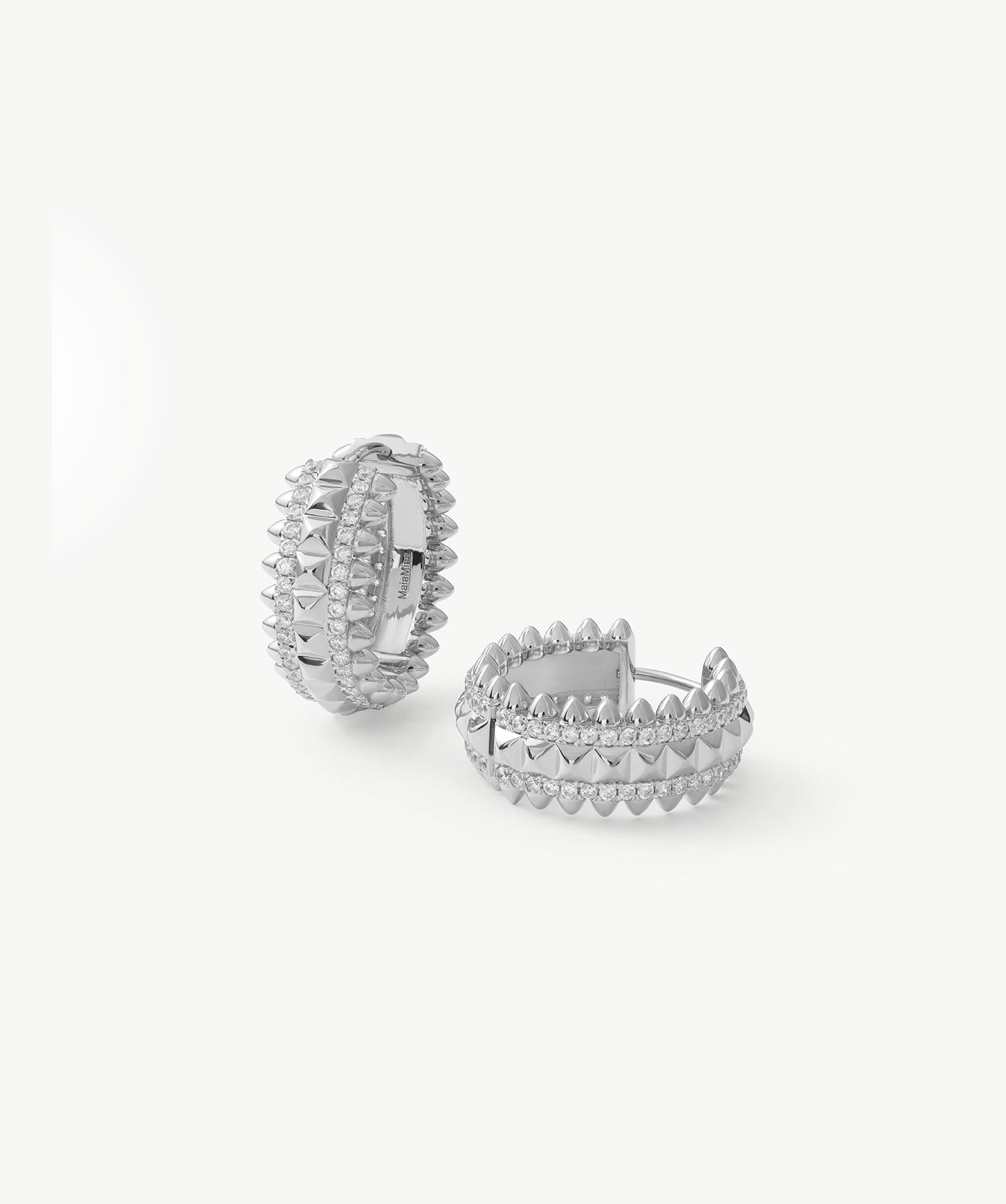 Rock Spike Hoop Earrings in Silver – Bold Modern Hoops | MaiaMina