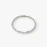 Rock Spike Lock Bangle in Silver – Edgy Zirconia Bracelet | MaiaMina