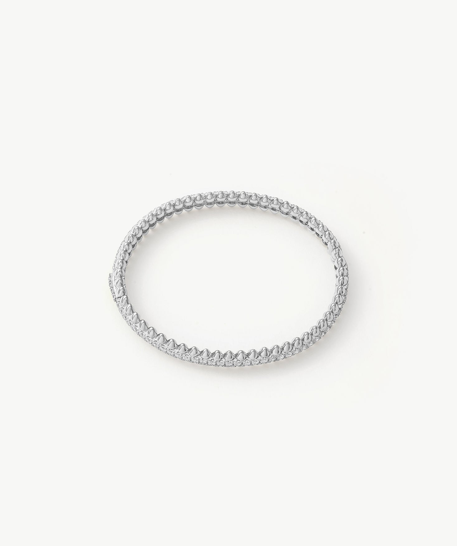 Rock Spike Lock Bangle in Silver – Edgy Zirconia Bracelet | MaiaMina