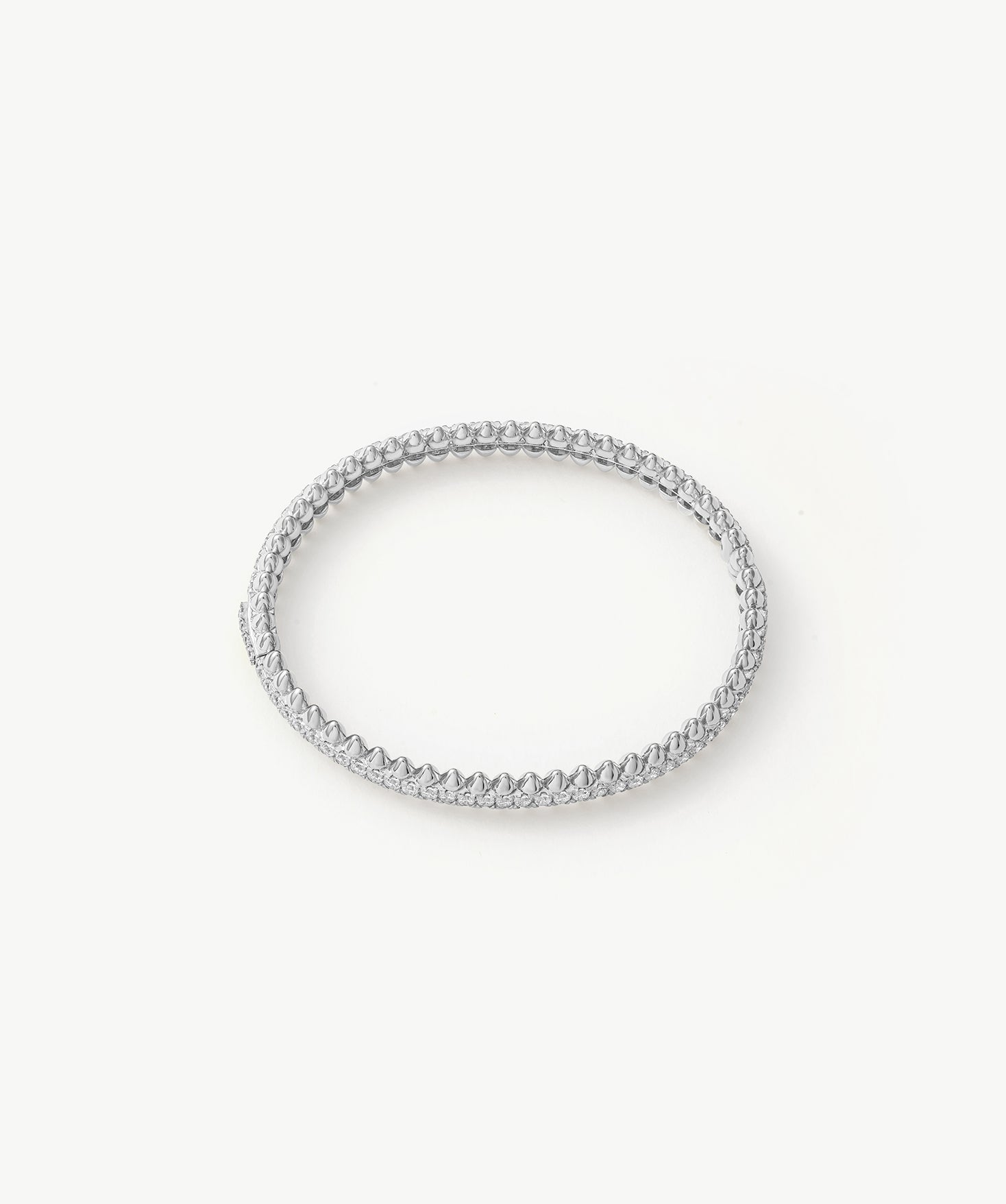 Rock Spike Lock Bangle in Silver – Edgy Zirconia Bracelet | MaiaMina