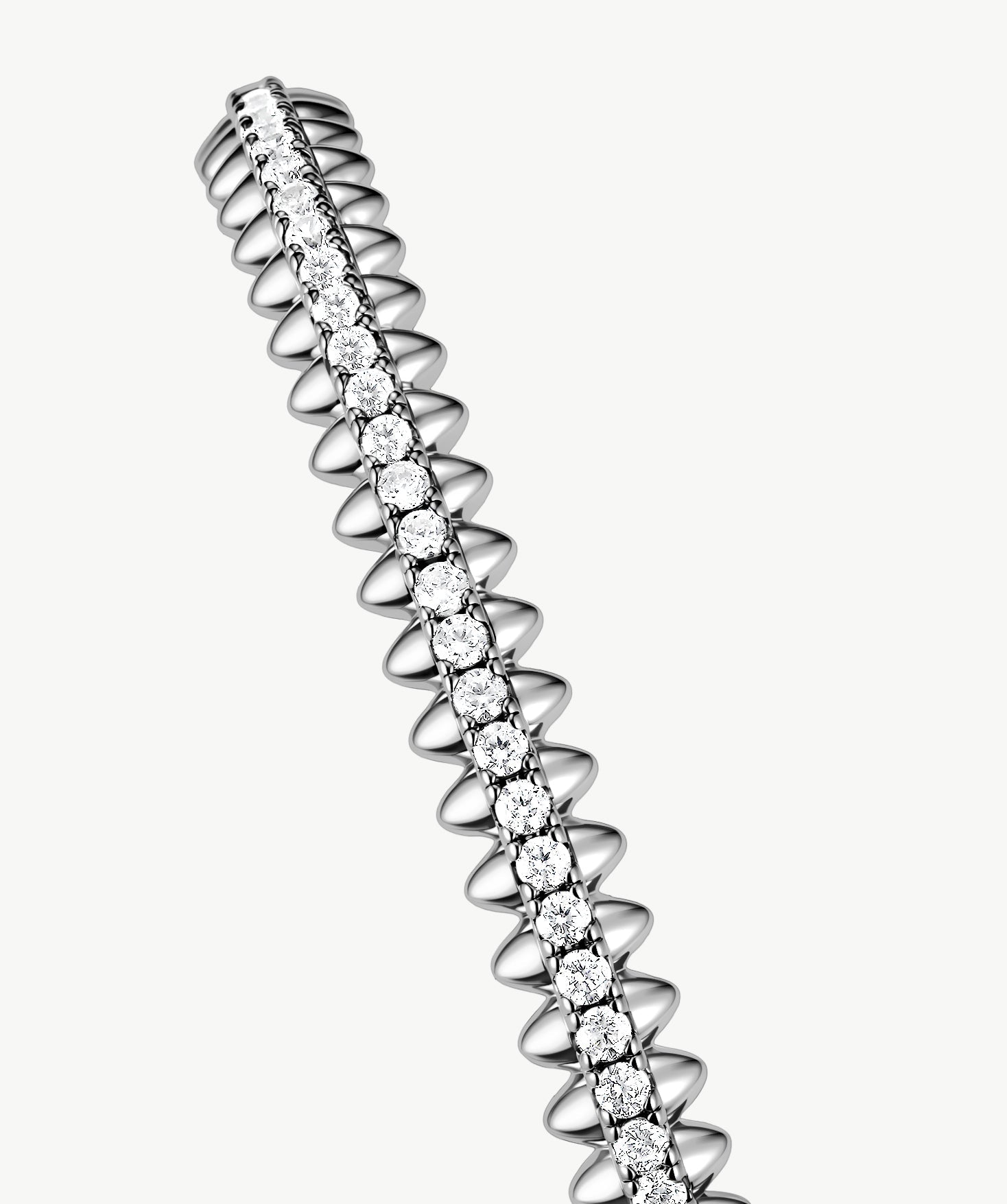 Rock Spike Lock Bangle in Silver – Edgy Zirconia Bracelet | MaiaMina