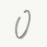 Rock Spike Lock Bangle in Silver – Edgy Zirconia Bracelet | MaiaMina