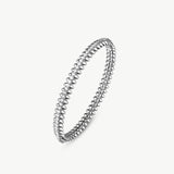 Rock Spike Lock Bangle in Silver – Edgy Zirconia Bracelet | MaiaMina