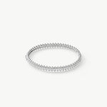 Rock Spike Lock Bangle in Silver – Edgy Zirconia Bracelet | MaiaMina