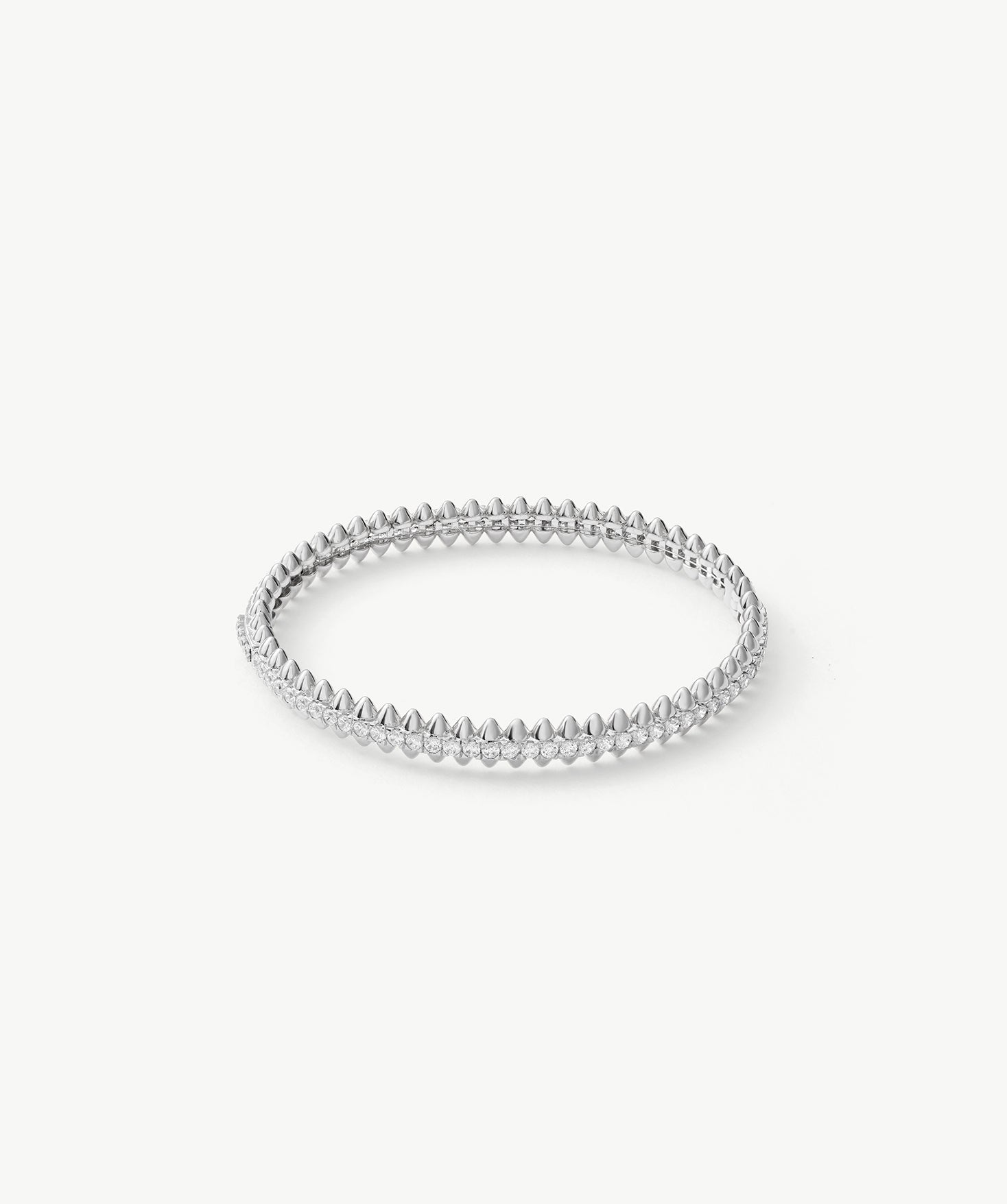 Rock Spike Lock Bangle in Silver – Edgy Zirconia Bracelet | MaiaMina
