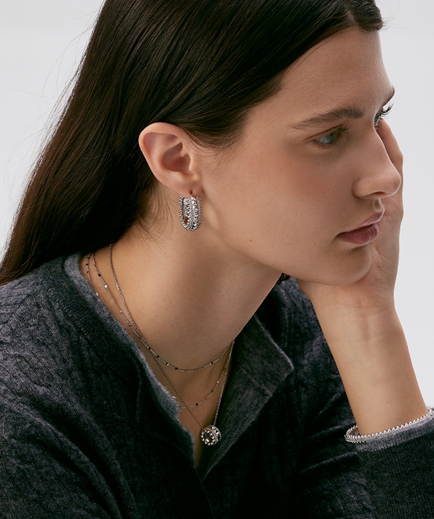 Rock Spike Roller Pendant Necklace in Silver – Modern Edgy Pendant | MaiaMina