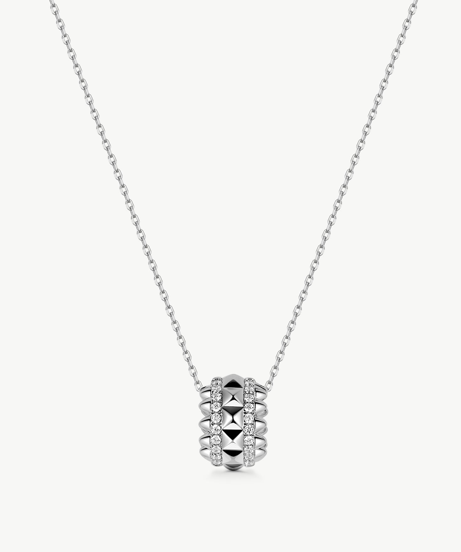 Rock Spike Roller Pendant Necklace in Silver – Modern Edgy Pendant | MaiaMina