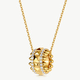 MaiaMina Gold Pendant Necklace Spike Pavé Barrel Charm Chain Statement Jewelry Rock