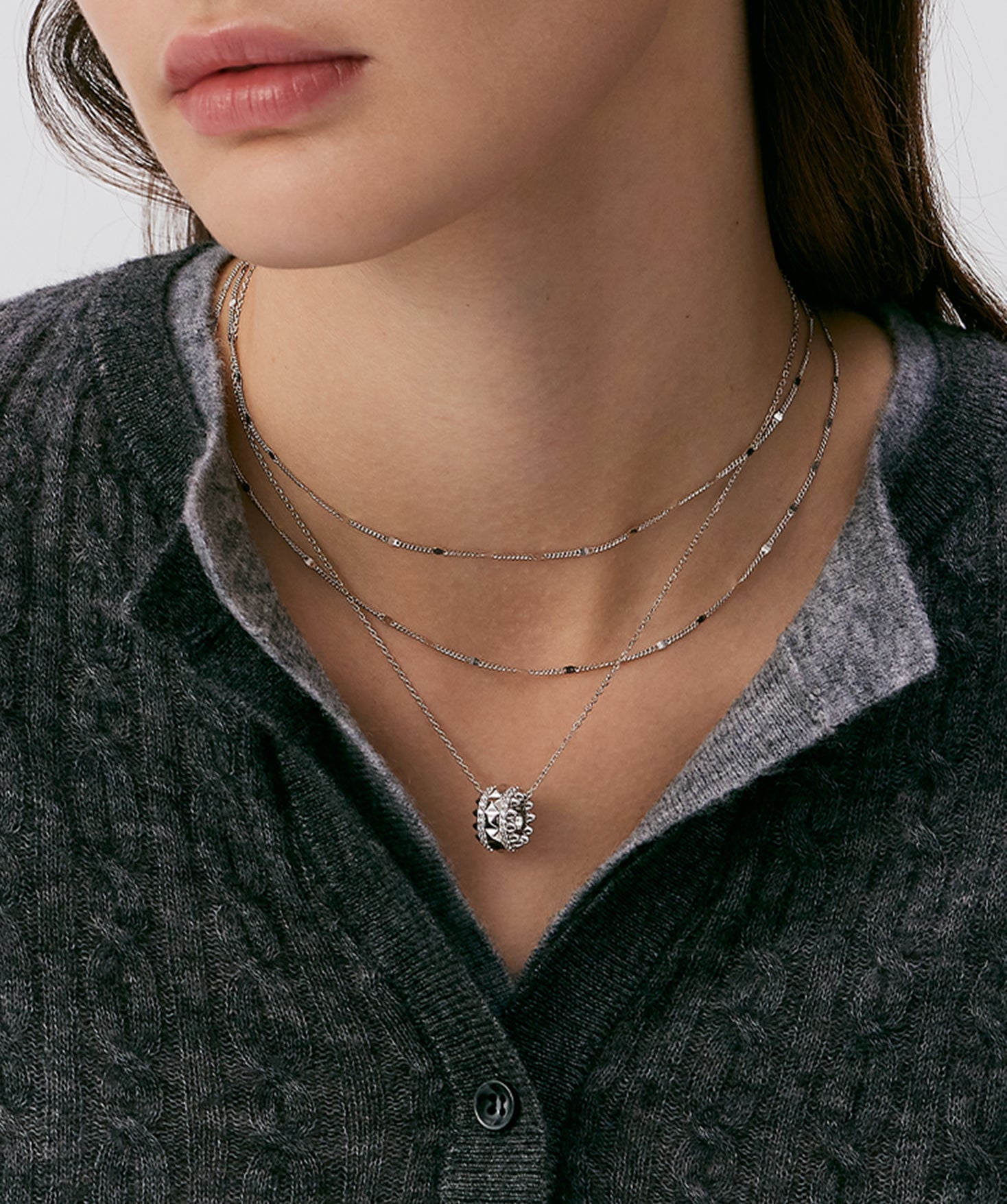 Rock Spike Roller Pendant Necklace in Silver – Modern Edgy Pendant | MaiaMina