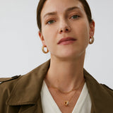 MaiaMina Gold Pendant Necklace Spike Pavé Barrel Charm Chain Statement Jewelry Rock