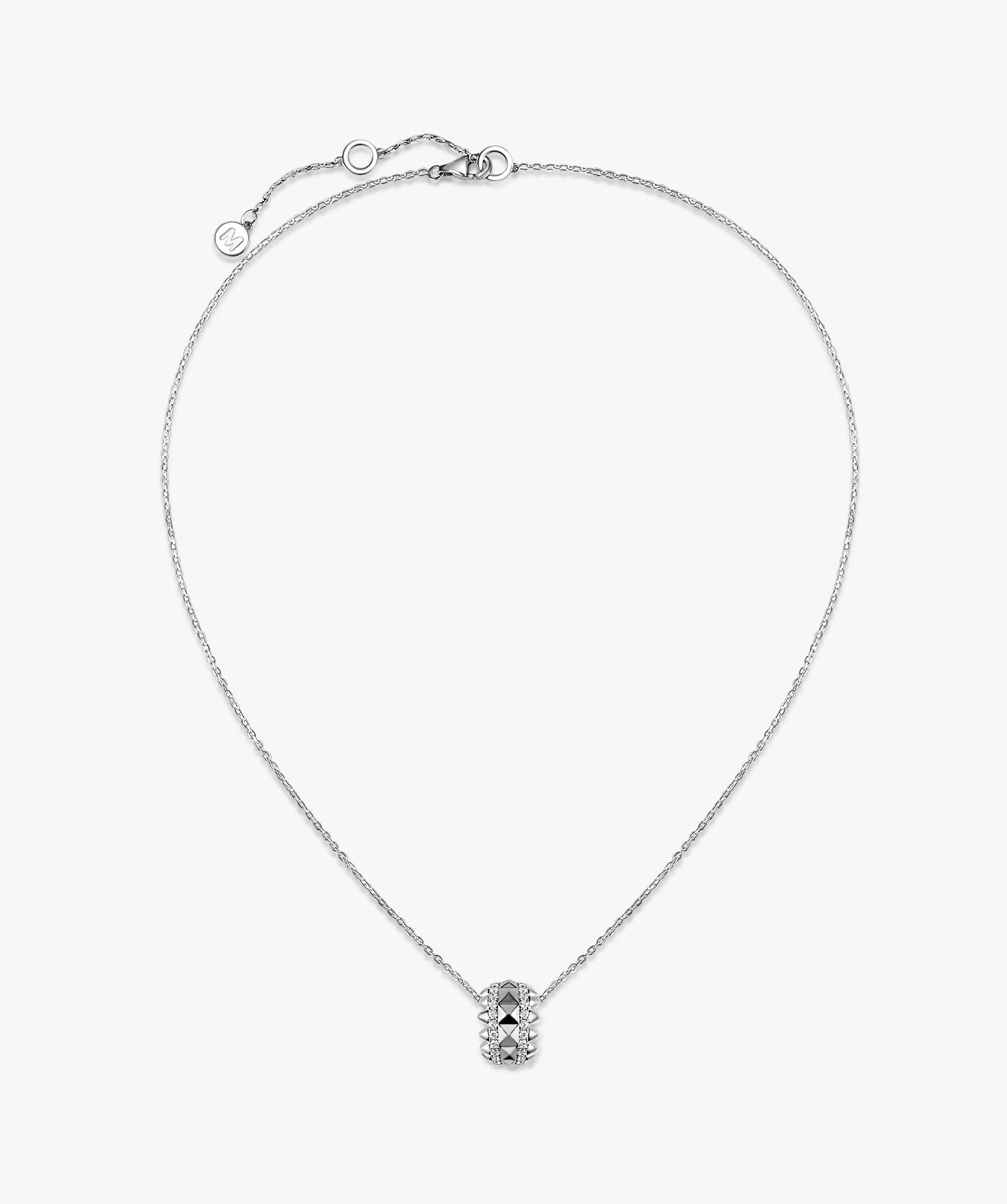 Rock Spike Roller Pendant Necklace in Silver – Modern Edgy Pendant | MaiaMina