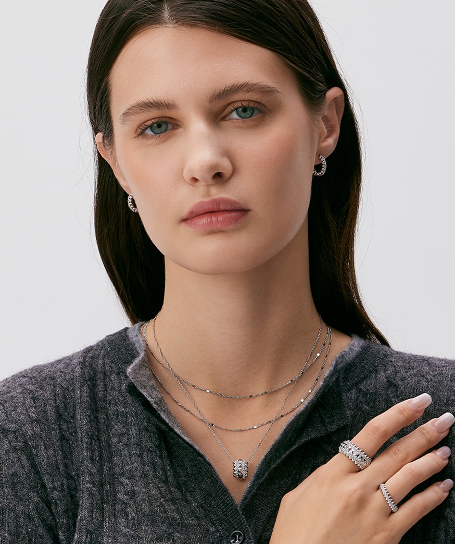 Rock Spike Roller Pendant Necklace in Silver – Modern Edgy Pendant | MaiaMina