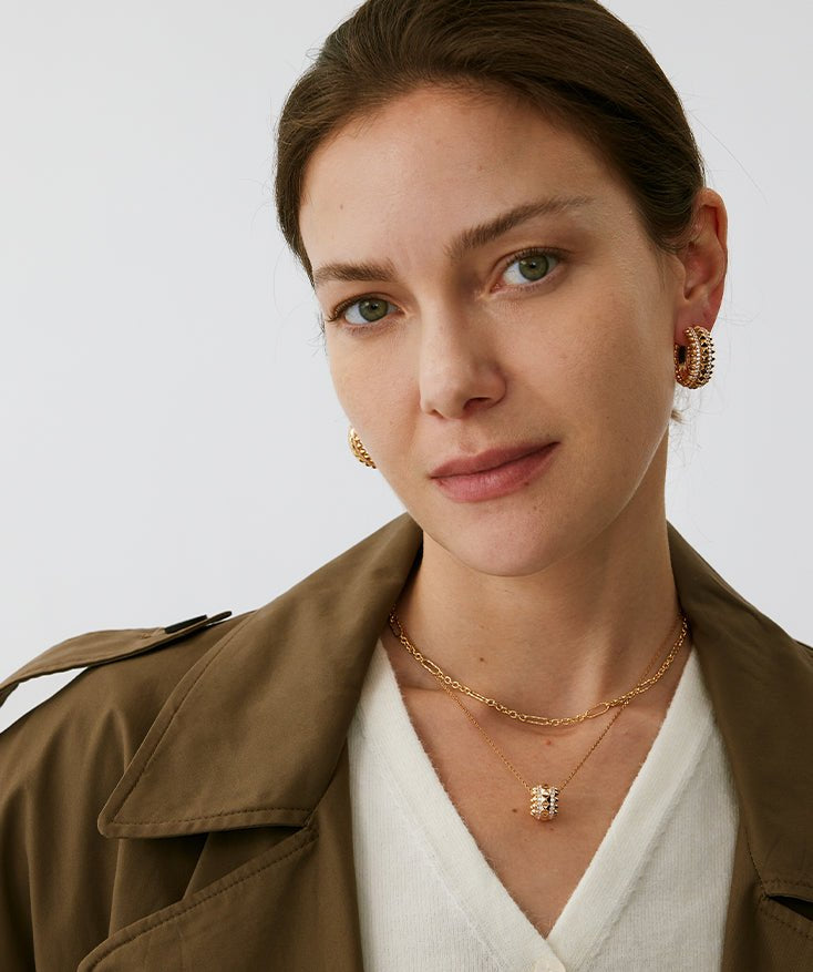 Gold Vermeil Spike Roller Pendant Necklace with Gemstones – MaiaMina