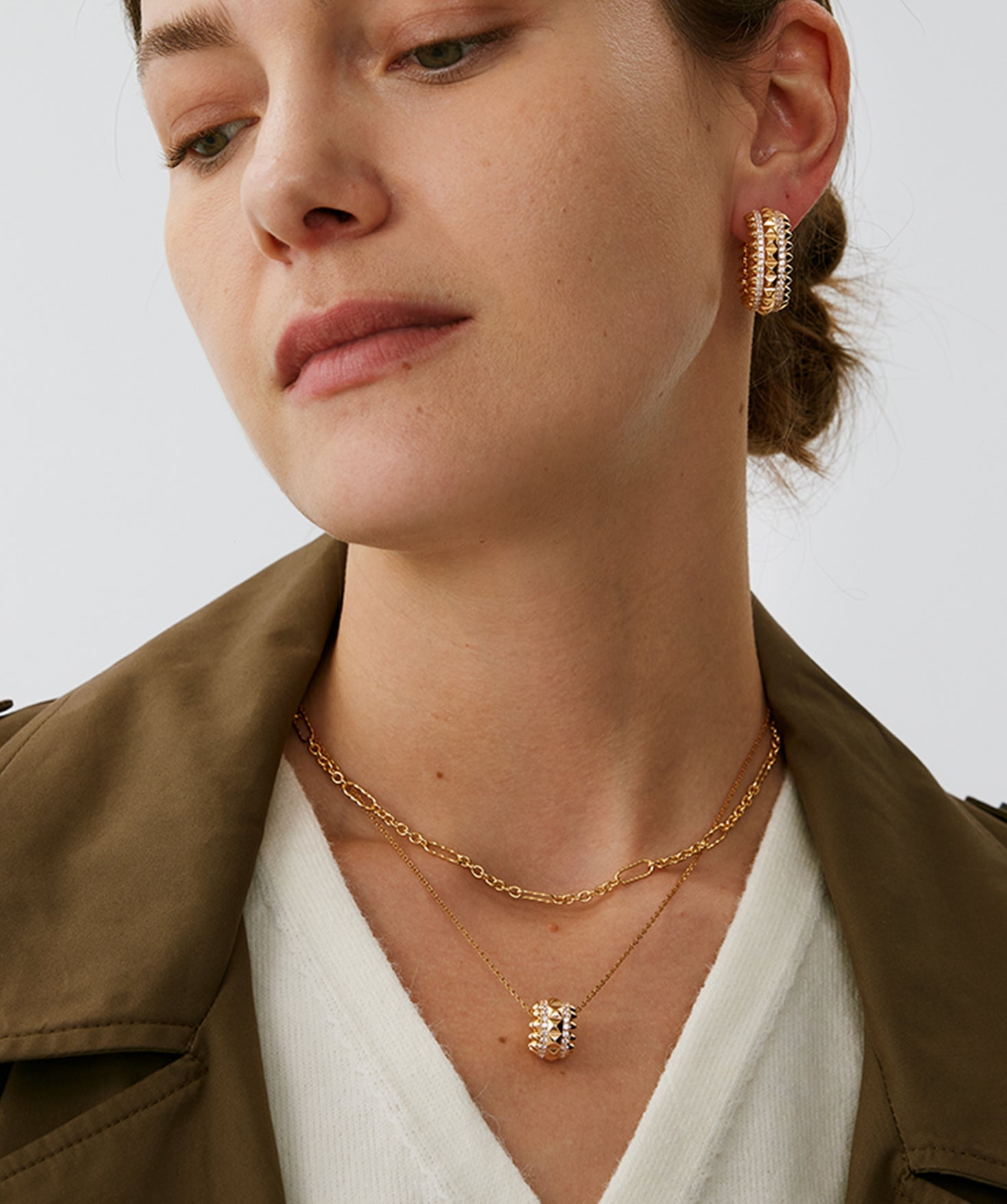 Gold Vermeil Spike Roller Pendant Necklace with Gemstones – MaiaMina