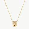 MaiaMina Gold Pendant Necklace Spike Pavé Barrel Charm Chain Statement Jewelry Rock