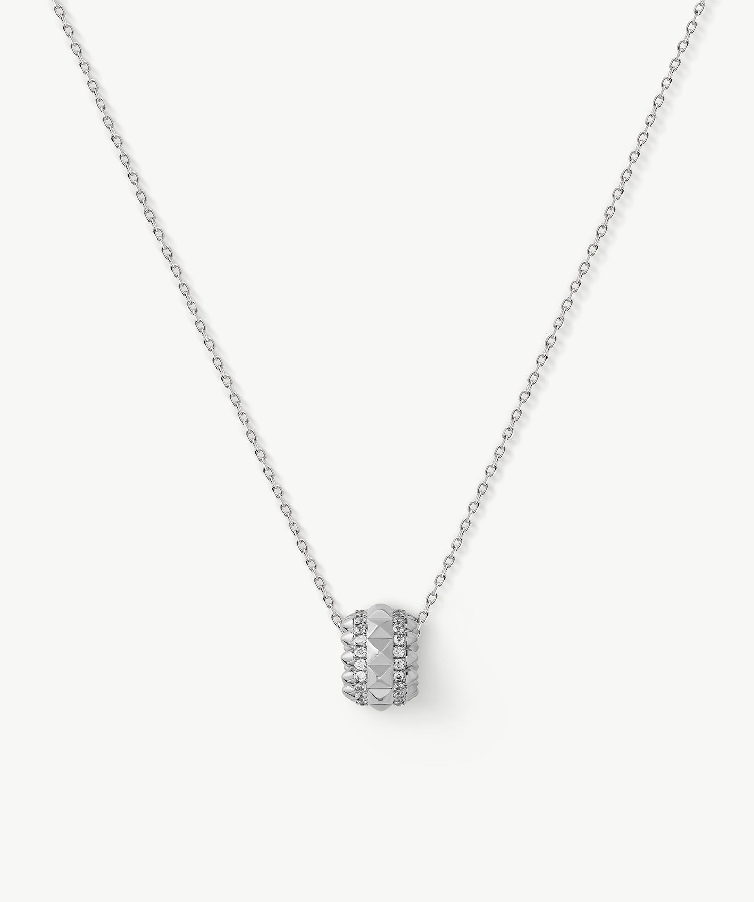 Rock Spike Roller Pendant Necklace in Silver – Modern Edgy Pendant | MaiaMina