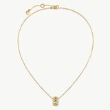 MaiaMina Gold Pendant Necklace Spike Pavé Barrel Charm Chain Statement Jewelry Rock