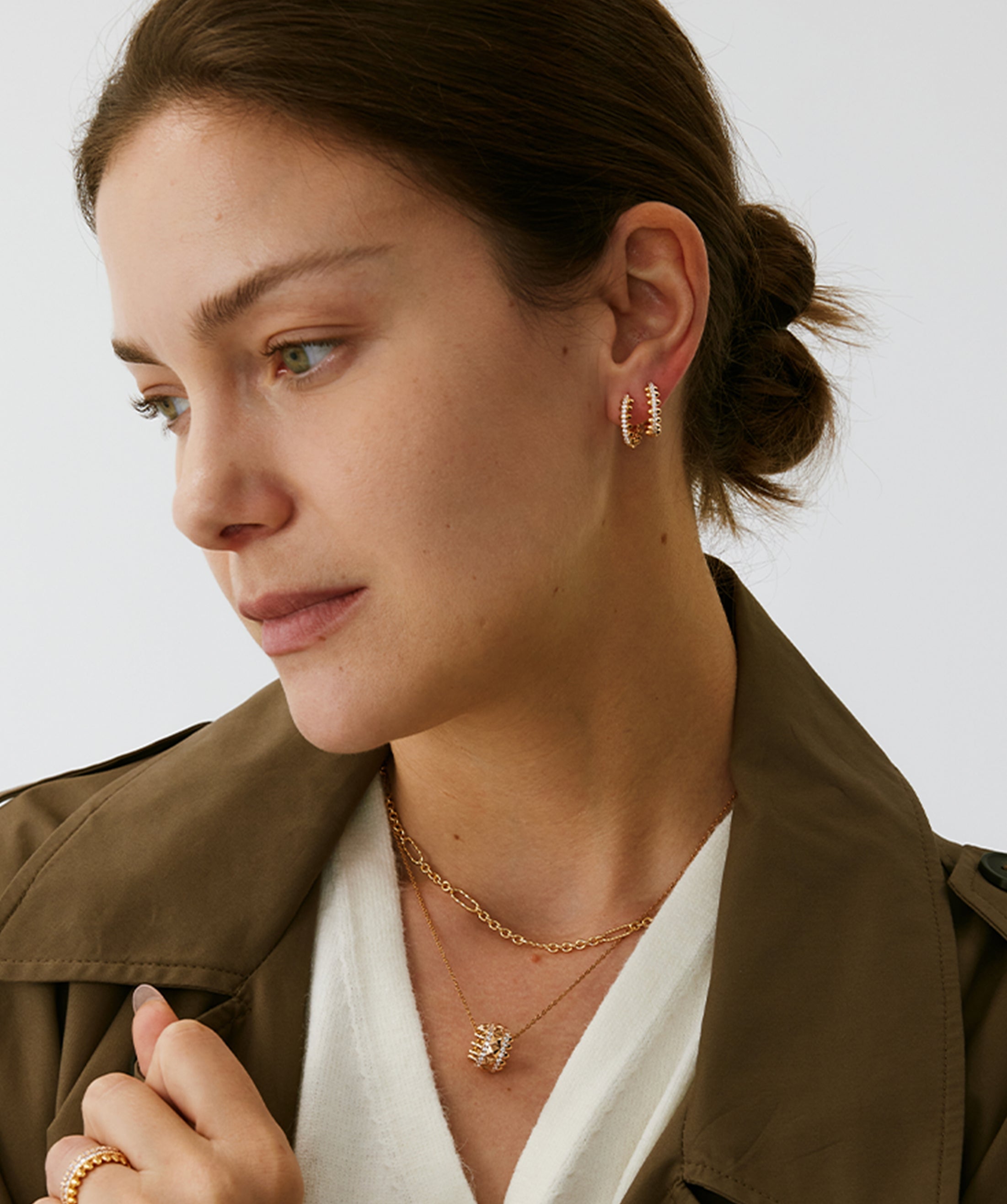 Gold Vermeil Spike Hoop Earrings with Gemstone Pave – MaiaMina