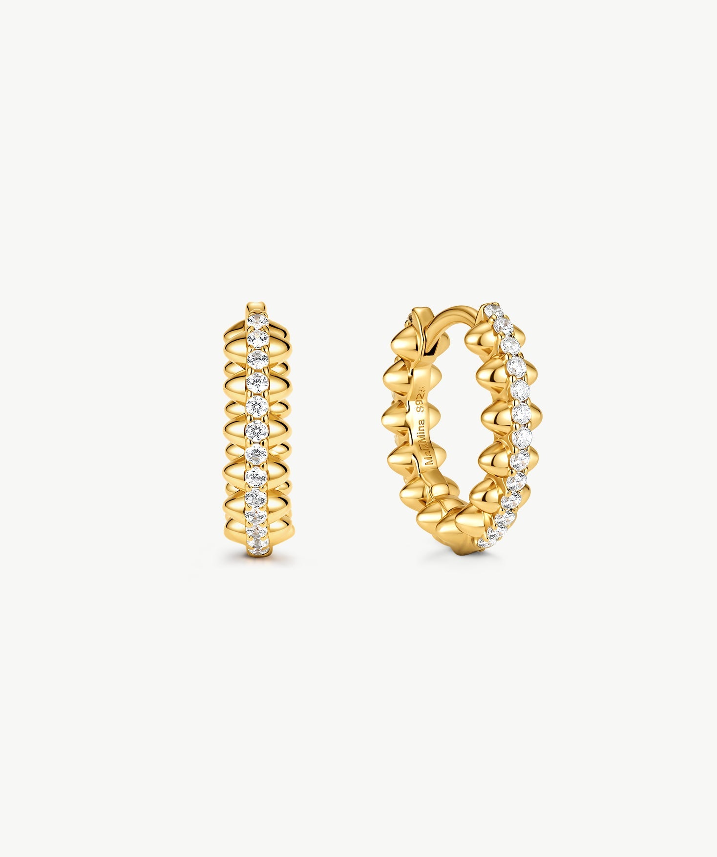 Gold Vermeil Spike Hoop Earrings with Gemstone Pave – MaiaMina
