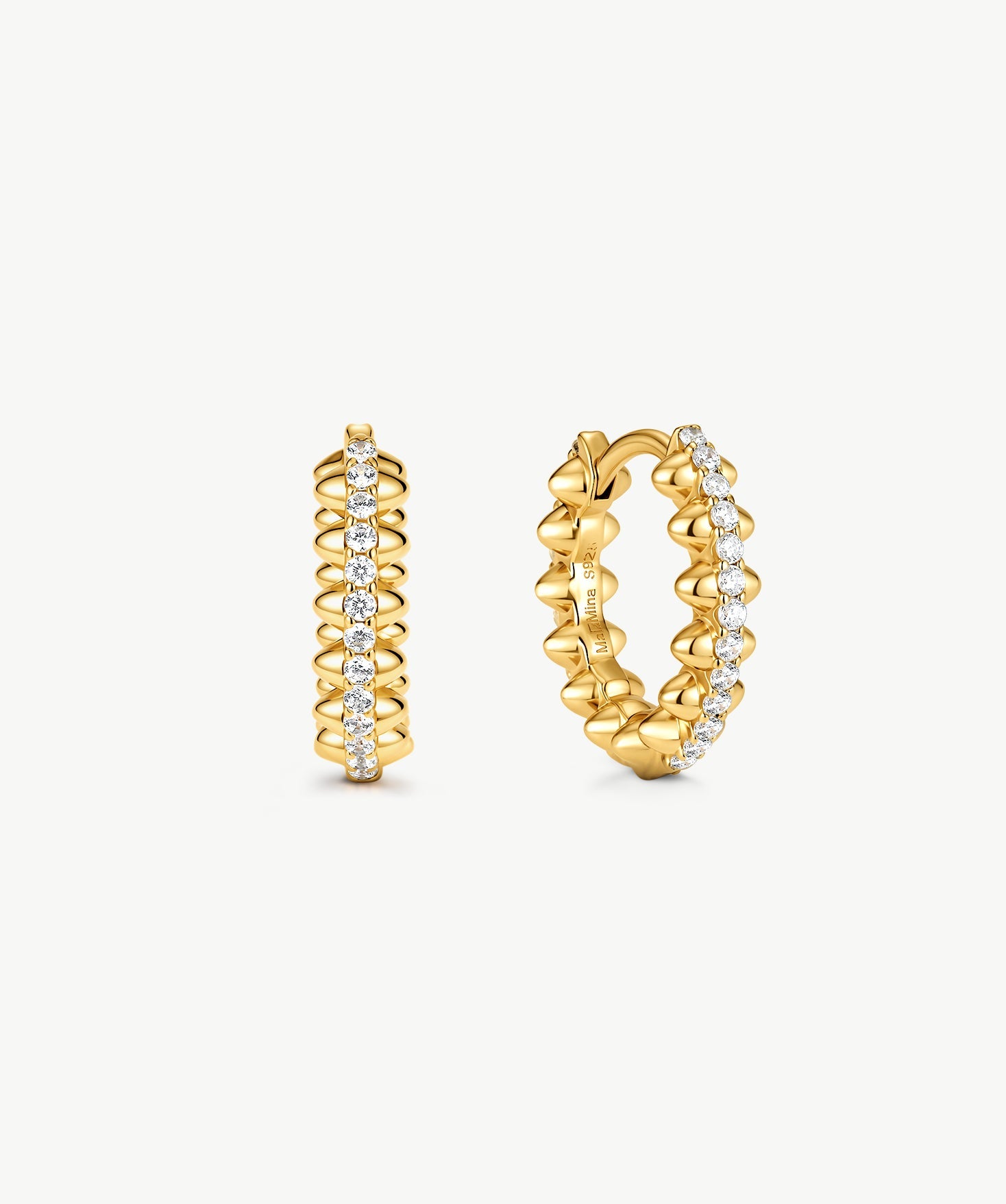 Gold Vermeil Spike Hoop Earrings with Gemstone Pave – MaiaMina