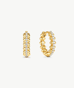 Gold Vermeil Spike Hoop Earrings with Gemstone Pave – MaiaMina