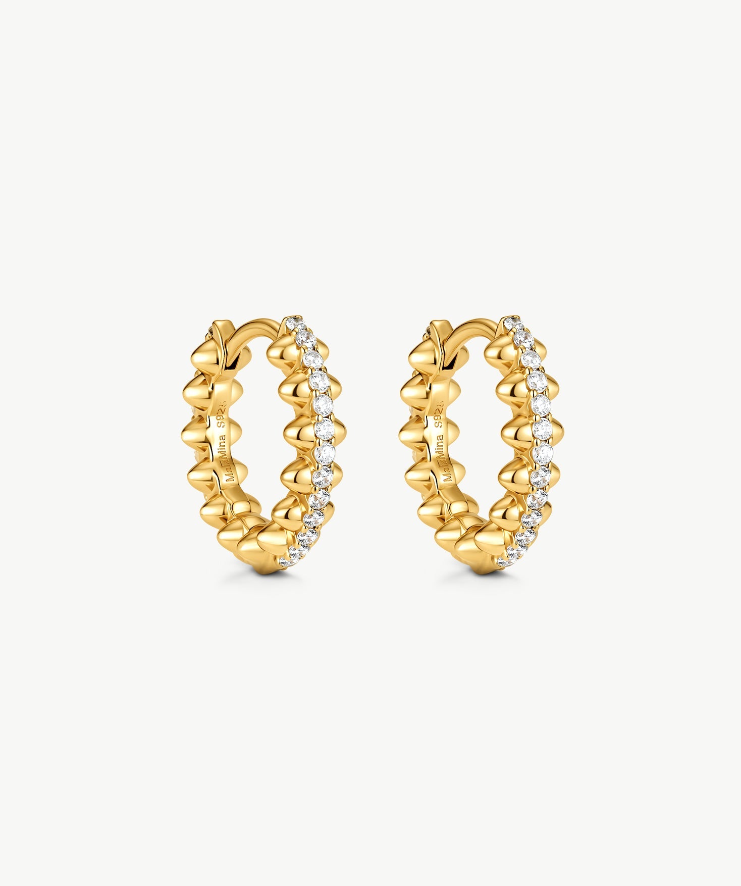 Gold Vermeil Spike Hoop Earrings with Gemstone Pave – MaiaMina
