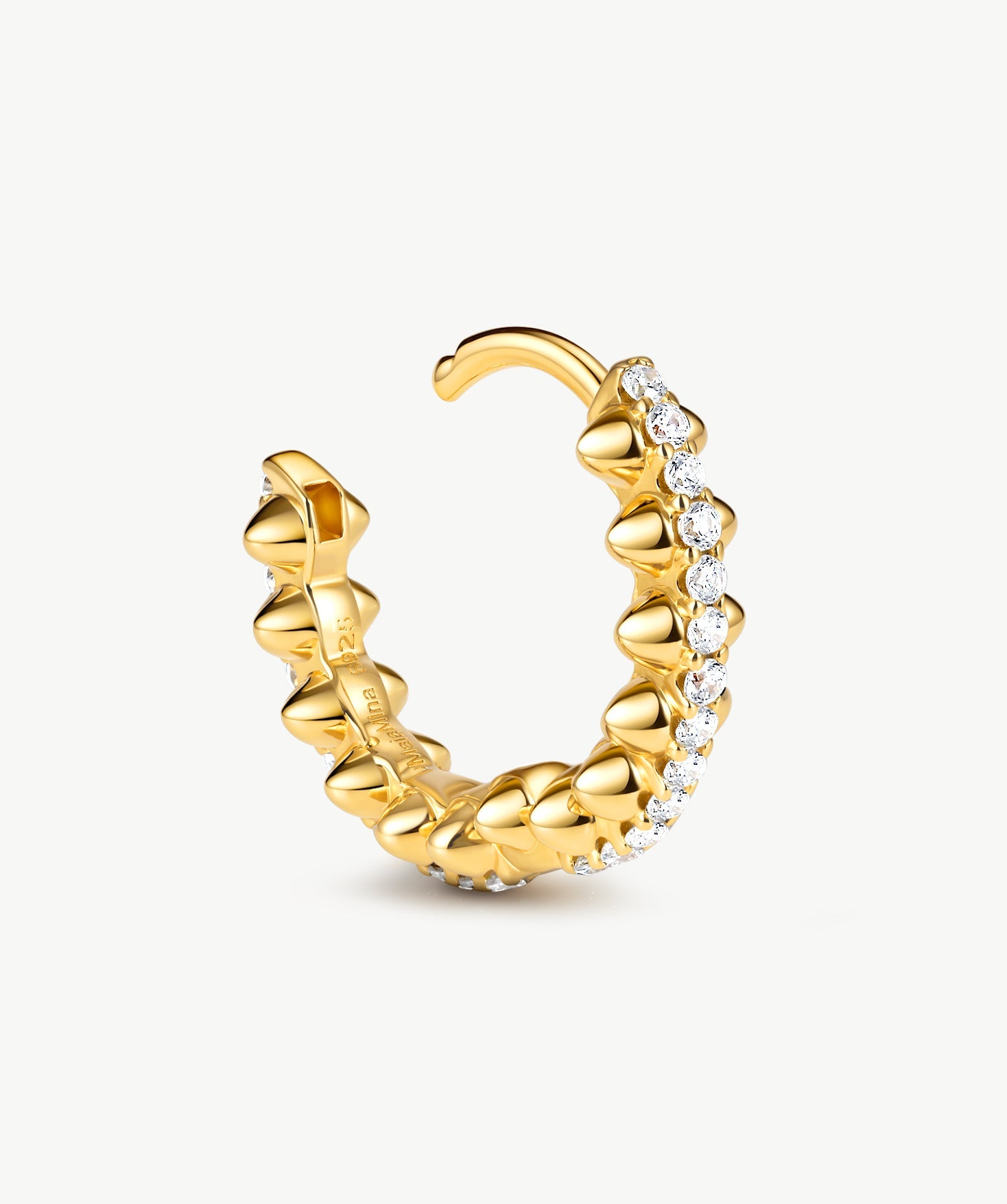 Gold Vermeil Spike Hoop Earrings with Gemstone Pave – MaiaMina