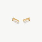 Rock Pearl Spike Stud Earrings | Gold Vermeil Pearl & Zircon Studs – MaiaMina