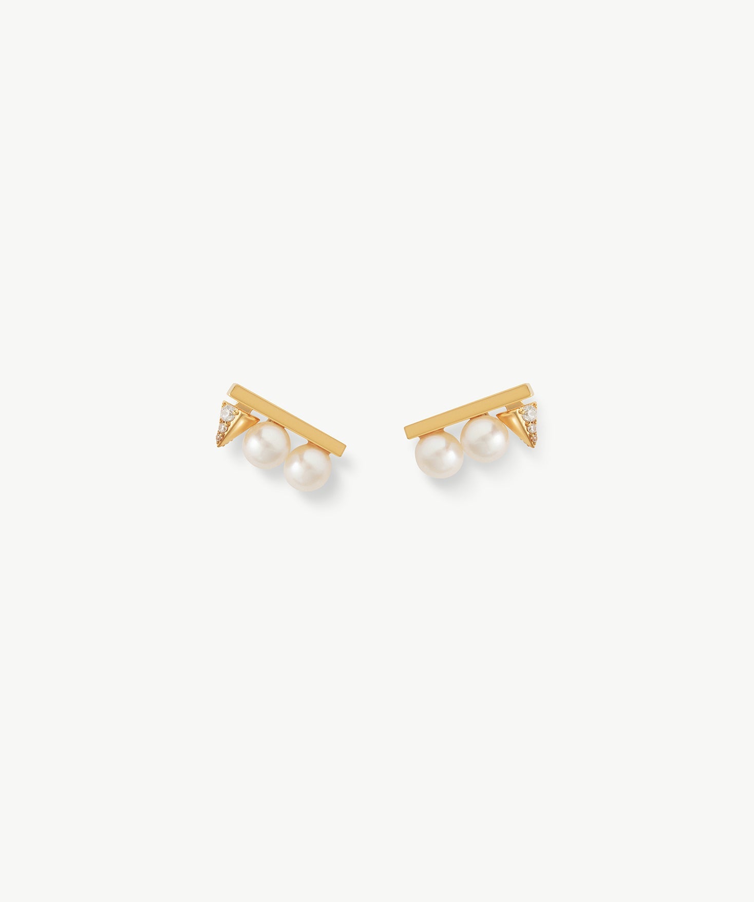 Rock Pearl Spike Stud Earrings | Gold Vermeil Pearl & Zircon Studs – MaiaMina