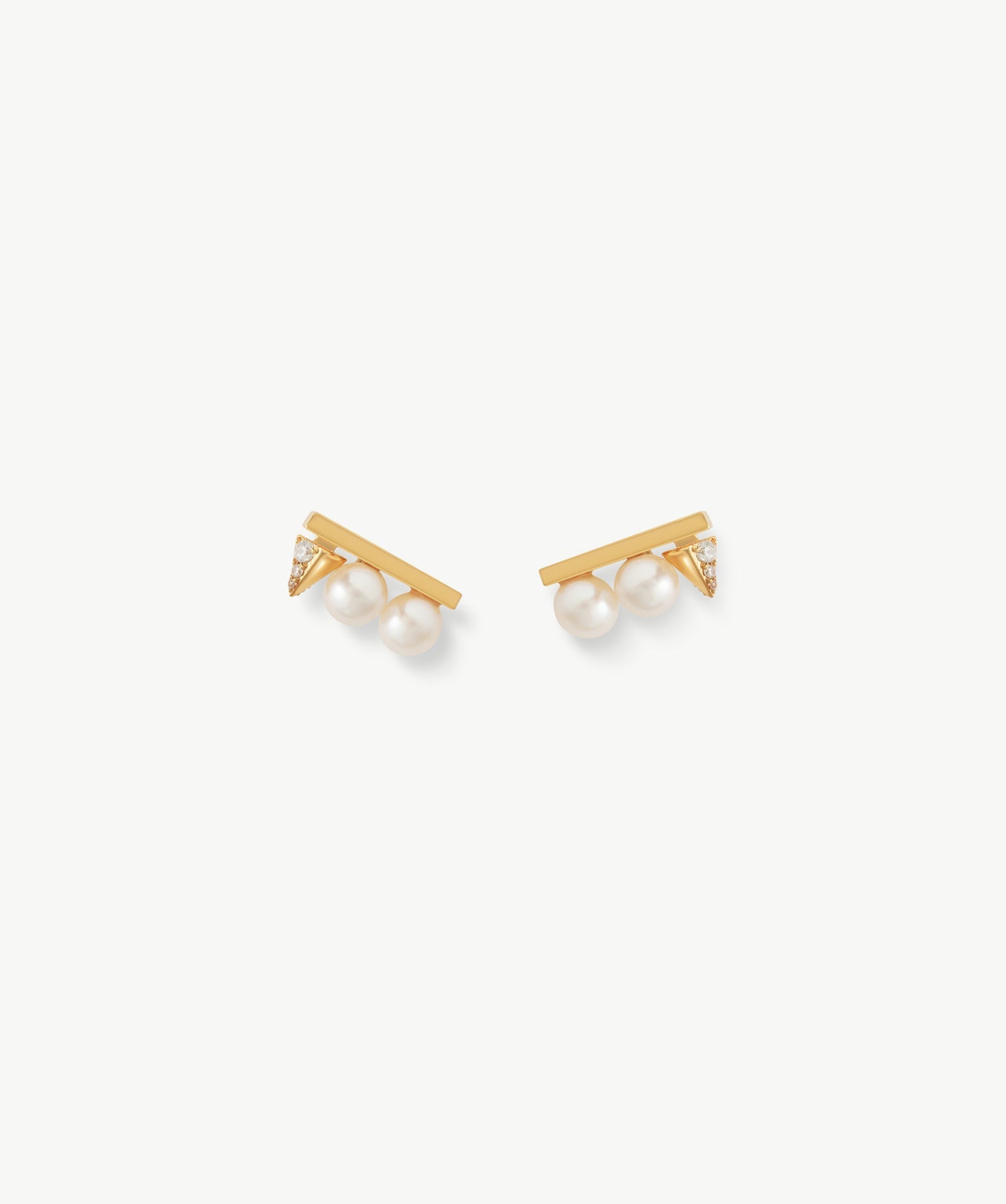 Rock Pearl Spike Stud Earrings | Gold Vermeil Pearl & Zircon Studs – MaiaMina