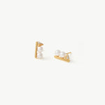 Rock Pearl Spike Stud Earrings | Gold Vermeil Pearl & Zircon Studs – MaiaMina