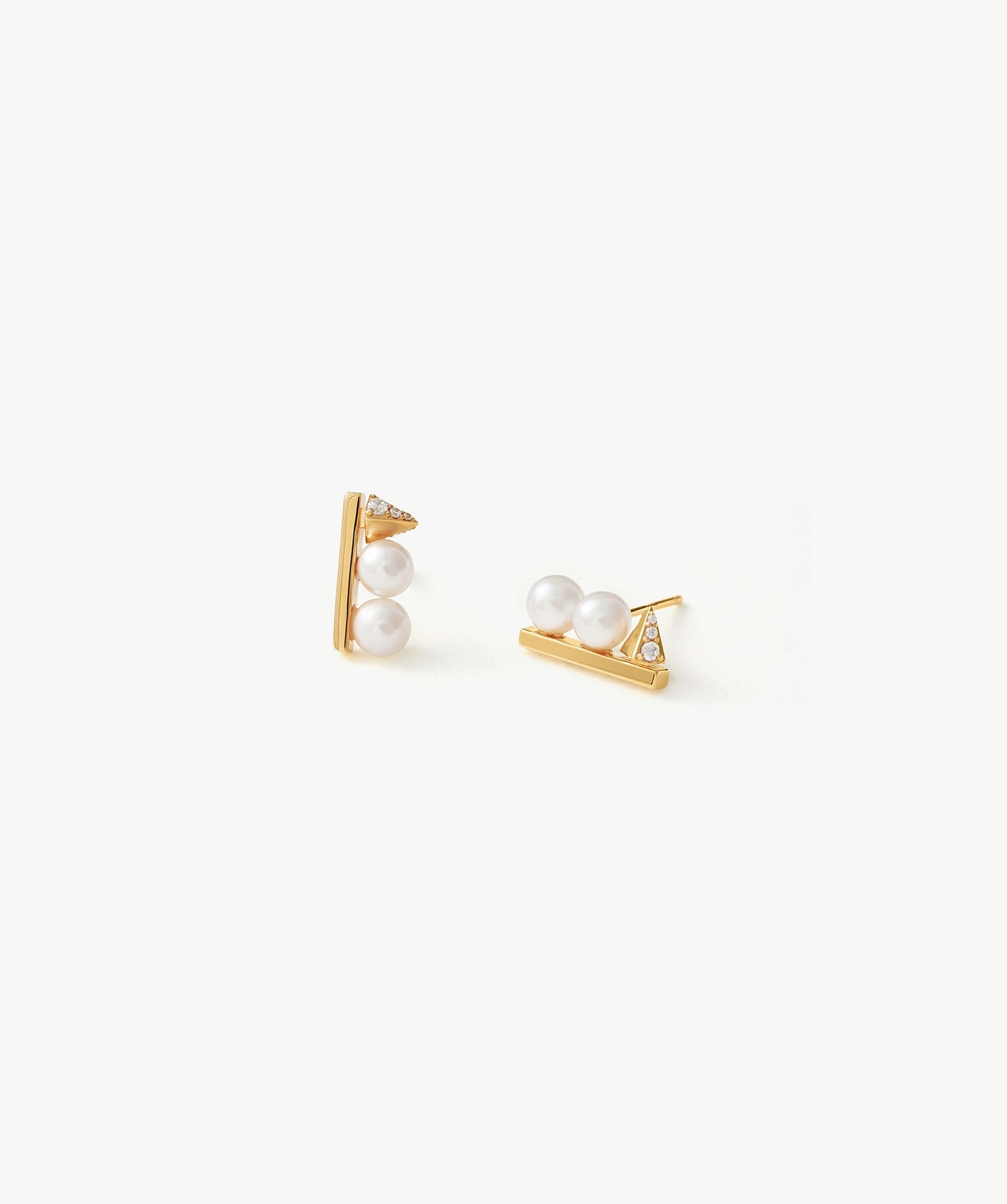 Rock Pearl Spike Stud Earrings | Gold Vermeil Pearl & Zircon Studs – MaiaMina